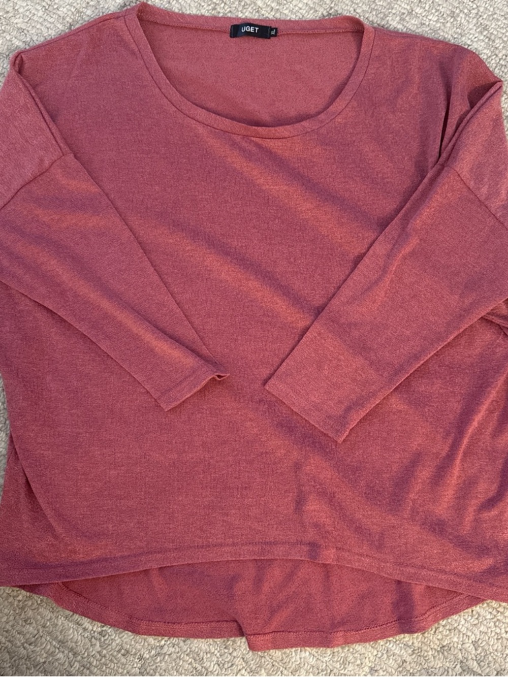 UGET Women's Long Sleeve Scoop Neck Top in Dusty Rose